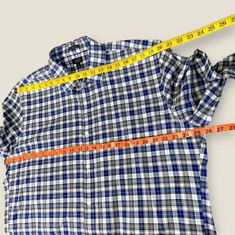 J. Crew Ludlow Plaid Long Sleeve Button Up Shirt Men Size XL 2 Ply Cotton Blue